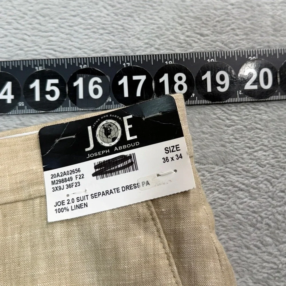 Joseph Abboud Pants Mens 36x34 Beige Linen Slim Fit Joe Textured Beachy NEW